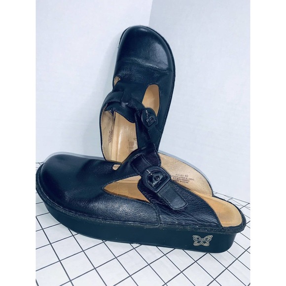 Alegria 9.5 EUR 40 Black Leather Clogs Mule Slip-On ALG-601 Nursing PG Lite EUC - Picture 3 of 11